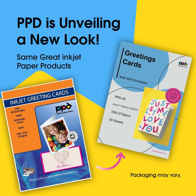 PPD Greeting Card Paper, Printable Greeting Cards With Envelopes for Inkjet Printer, 8.5 x 11 Blank Half Fold to 5.5 x 8.5 Custom Cards for Birthday, Wedding, Invitations, Thank You Note (50 Sheets) - Image 2
